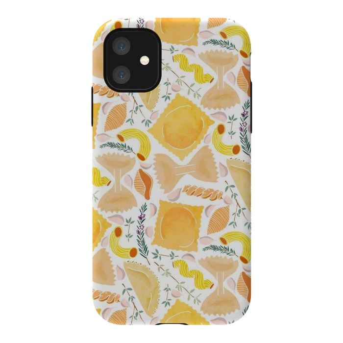 iPhone 11 StrongFit Pasta Pattern on White by Tangerine-Tane