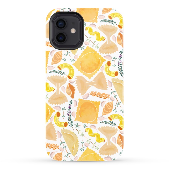 iPhone 12 StrongFit Pasta Pattern on White by Tangerine-Tane