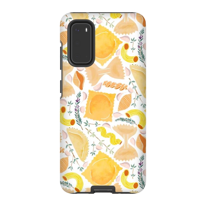 Galaxy S20 StrongFit Pasta Pattern on White by Tangerine-Tane