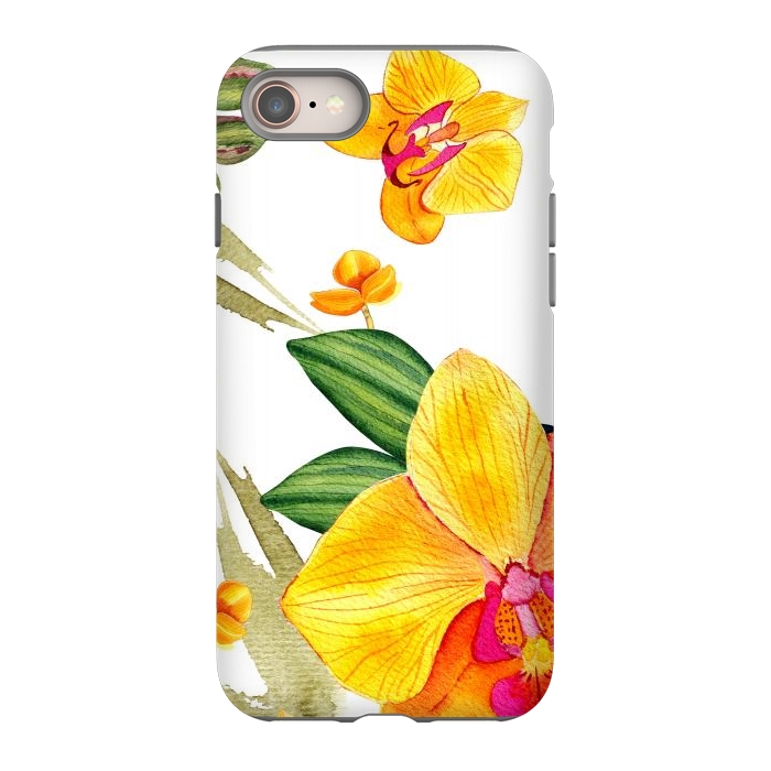 iPhone SE StrongFit watercolor yellow orchid flowers by haroulita