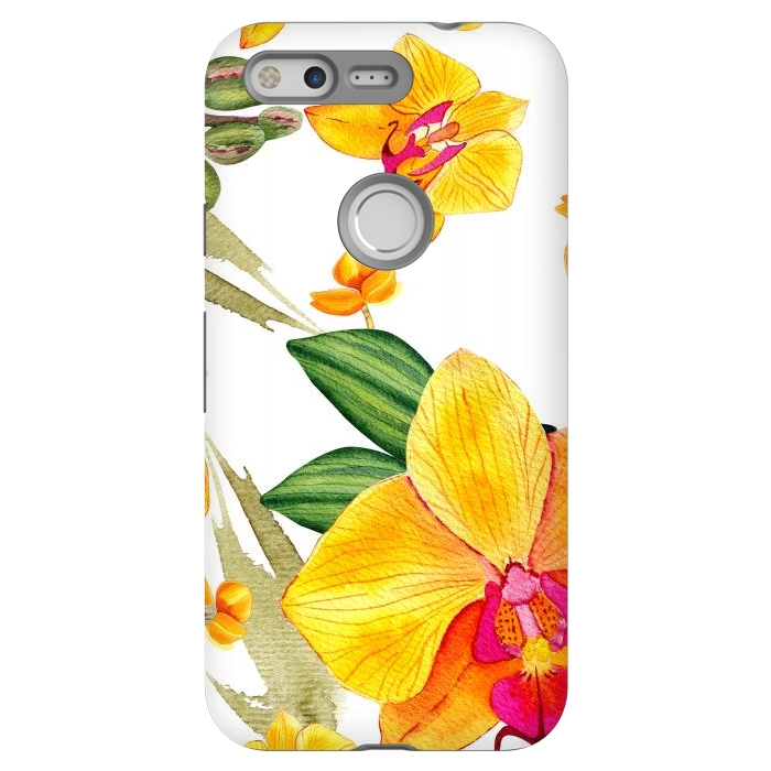 Pixel StrongFit watercolor yellow orchid flowers by haroulita