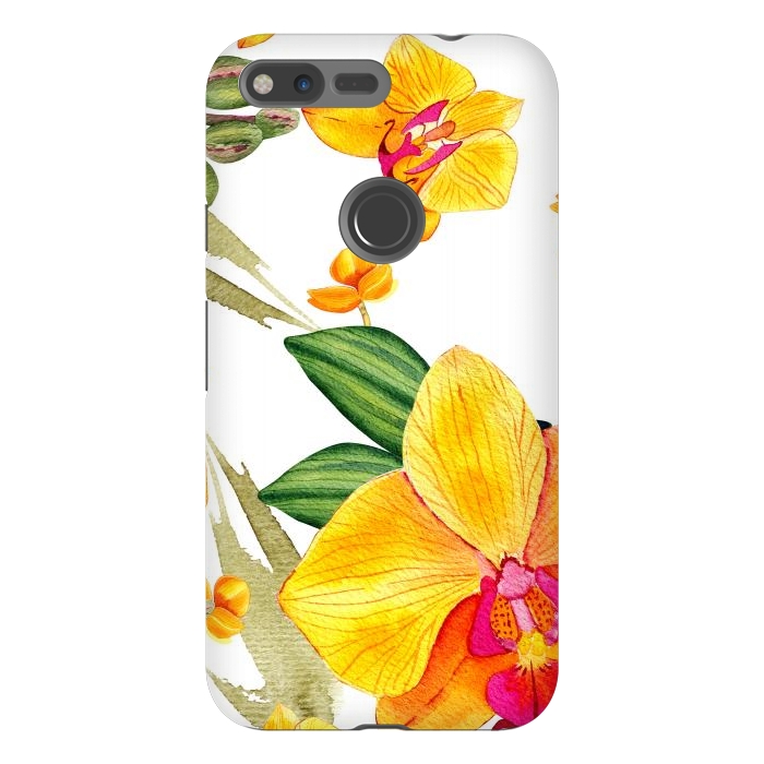 Pixel XL StrongFit watercolor yellow orchid flowers by haroulita