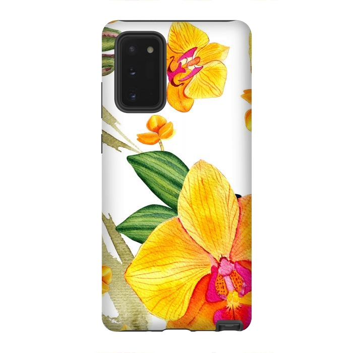 Galaxy Note 20 StrongFit watercolor yellow orchid flowers by haroulita