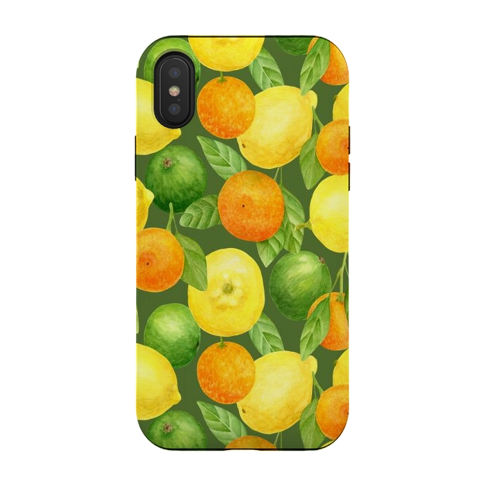 iPhone Xs / X StrongFit summer fruits lemons and oranges by haroulita