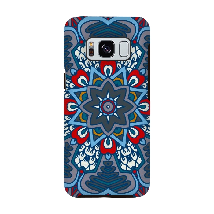Galaxy S8 StrongFit blue red star flower mandala by haroulita