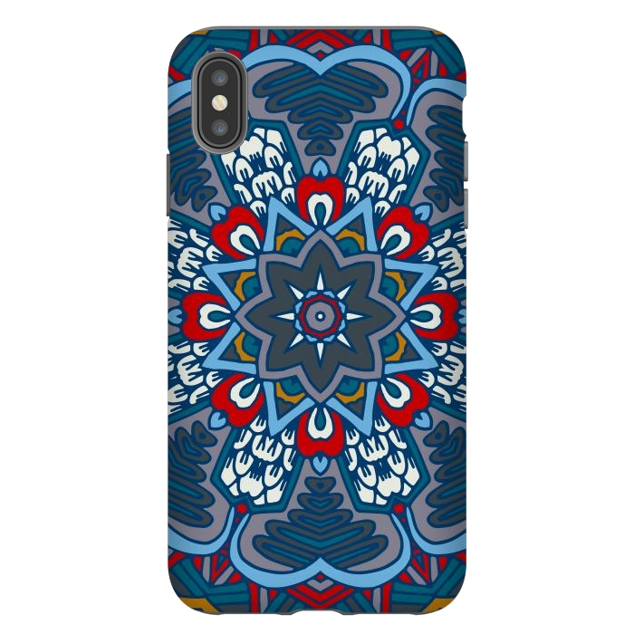 iPhone Xs Max StrongFit blue red star flower mandala by haroulita