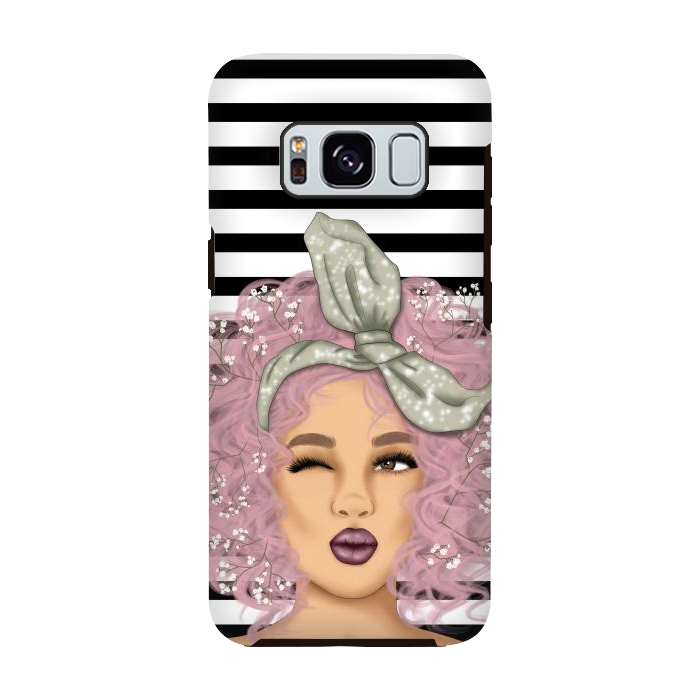 Galaxy S8 StrongFit gorgeous woman with purple hair in black white background by haroulita