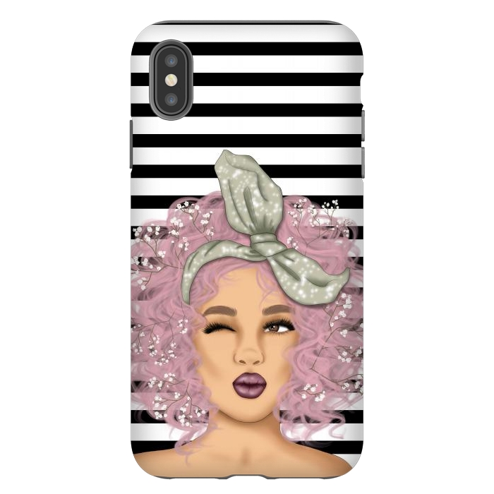 iPhone Xs Max StrongFit gorgeous woman with purple hair in black white background by haroulita