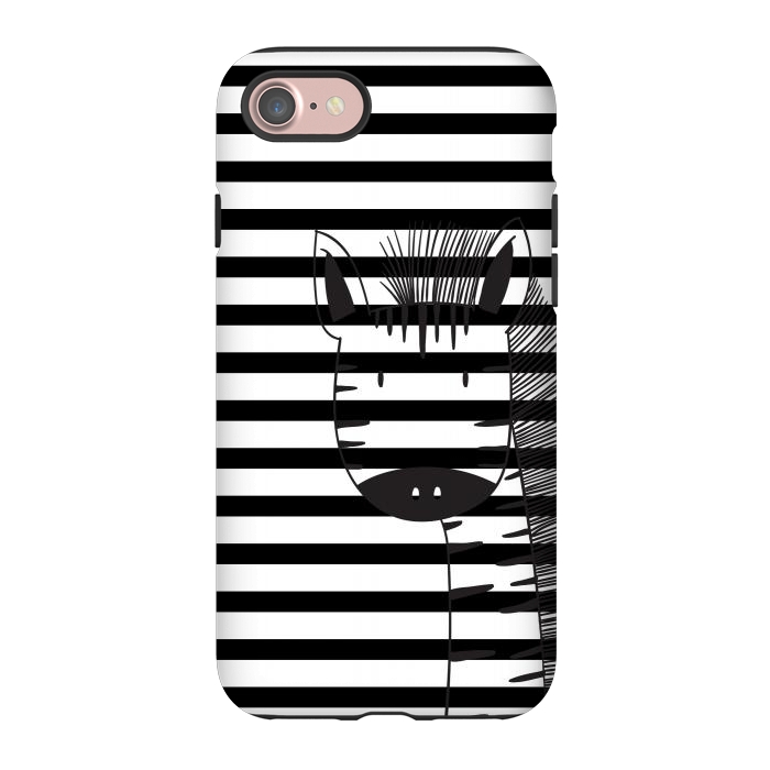 iPhone 7 StrongFit minimal black white cute zebra by haroulita