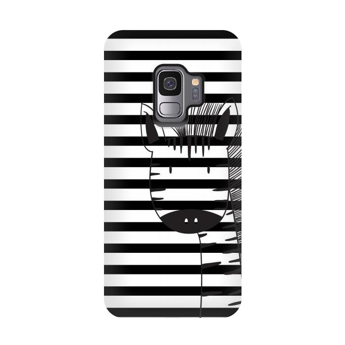 Galaxy S9 StrongFit minimal black white cute zebra by haroulita