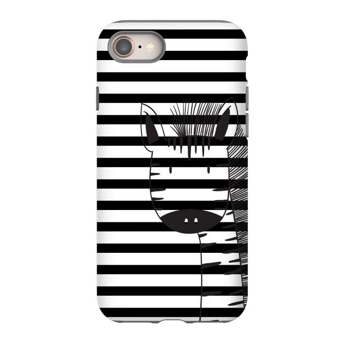 iPhone 8 StrongFit minimal black white cute zebra by haroulita