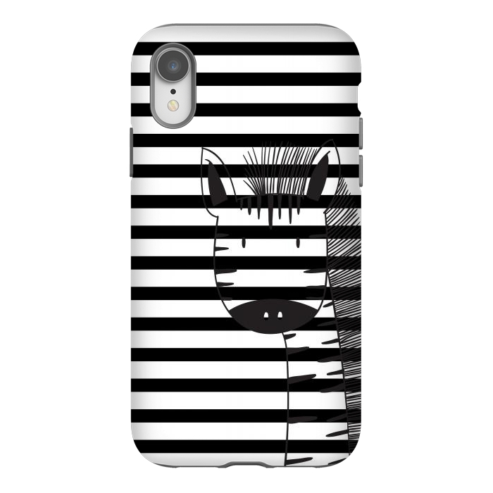 iPhone Xr StrongFit minimal black white cute zebra by haroulita