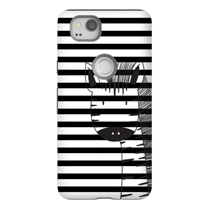 Pixel 2 StrongFit minimal black white cute zebra by haroulita