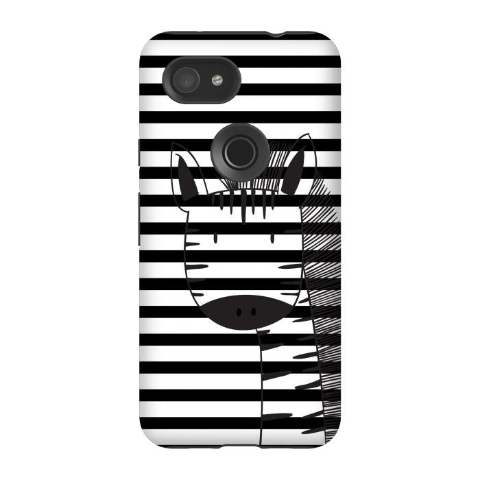 Pixel 3A StrongFit minimal black white cute zebra by haroulita