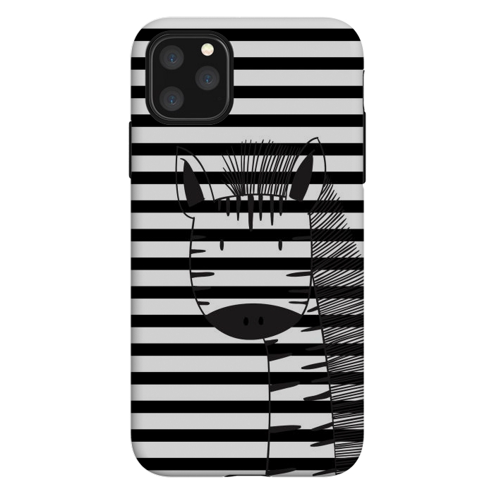 iPhone 11 Pro Max StrongFit minimal black white cute zebra by haroulita