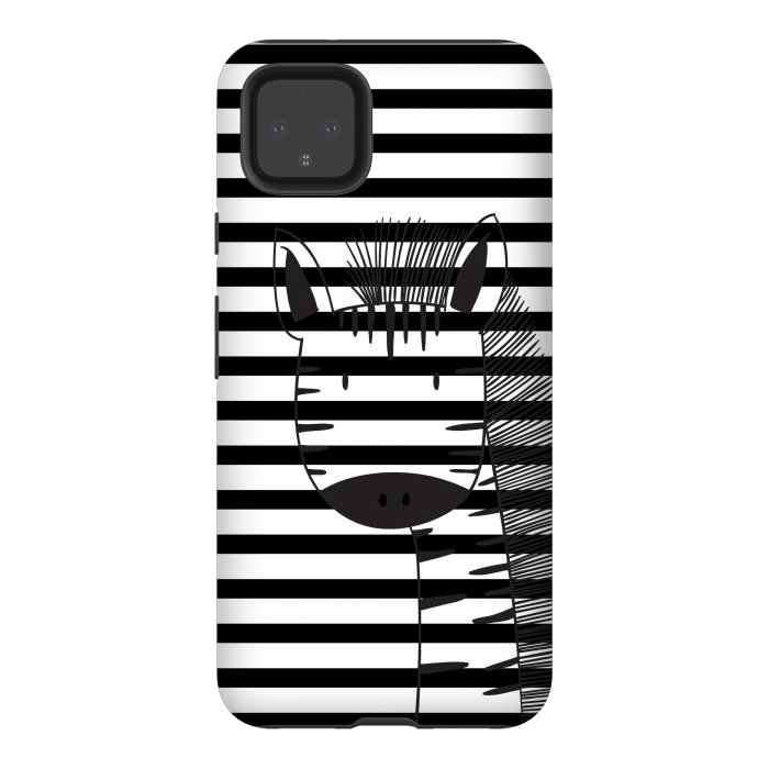 Pixel 4XL StrongFit minimal black white cute zebra by haroulita