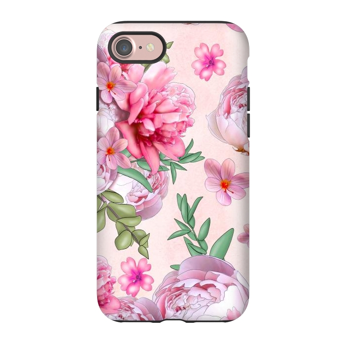 iPhone 7 StrongFit purple pink peony flowers by haroulita