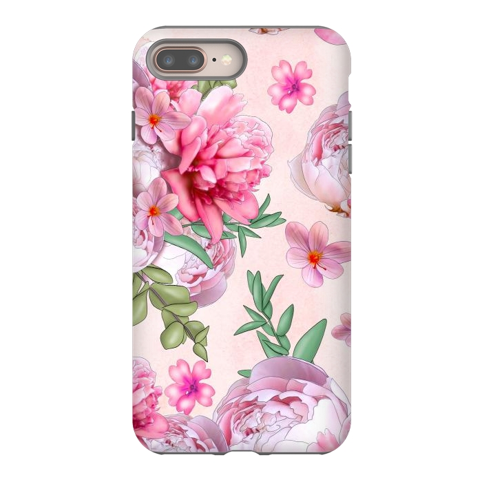 iPhone 7 plus StrongFit purple pink peony flowers by haroulita