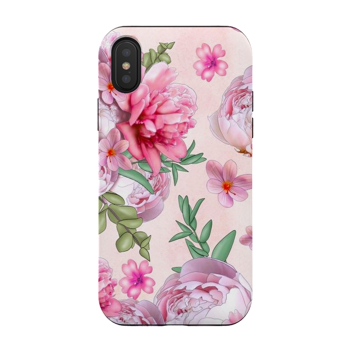 iPhone Xs / X StrongFit purple pink peony flowers by haroulita