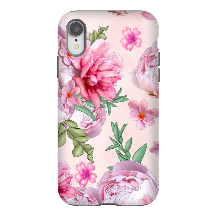 iPhone Xr StrongFit purple pink peony flowers by haroulita