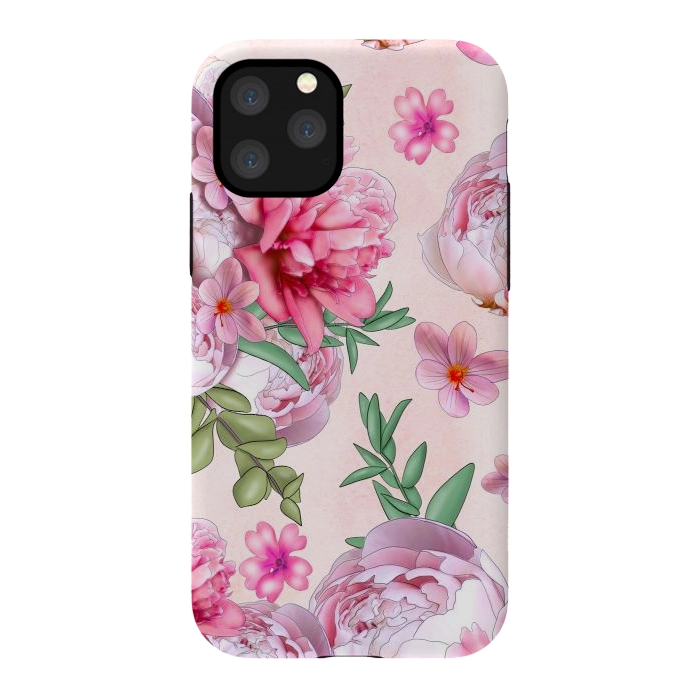 iPhone 11 Pro StrongFit purple pink peony flowers by haroulita