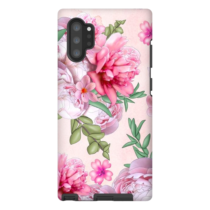 Galaxy Note 10 plus StrongFit purple pink peony flowers by haroulita