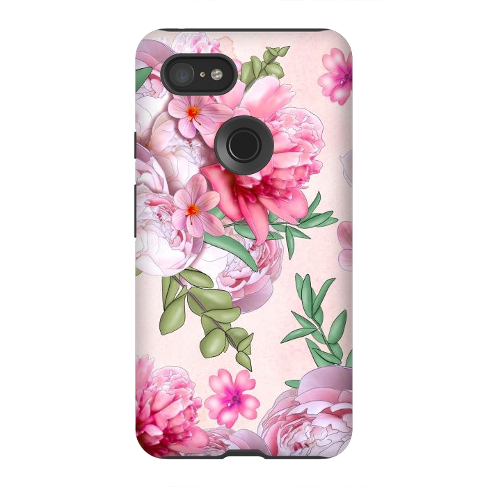 Pixel 3XL StrongFit purple pink peony flowers by haroulita