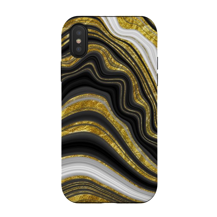 iPhone Xs / X StrongFit elegant marble golden waves by haroulita