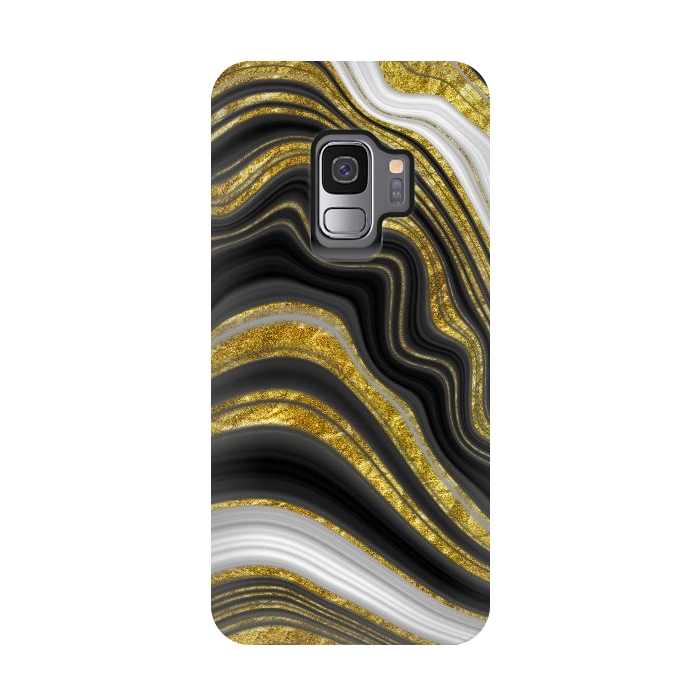 Galaxy S9 StrongFit elegant marble golden waves by haroulita