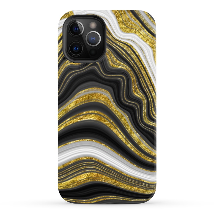 iPhone 12 Pro Max StrongFit elegant marble golden waves by haroulita