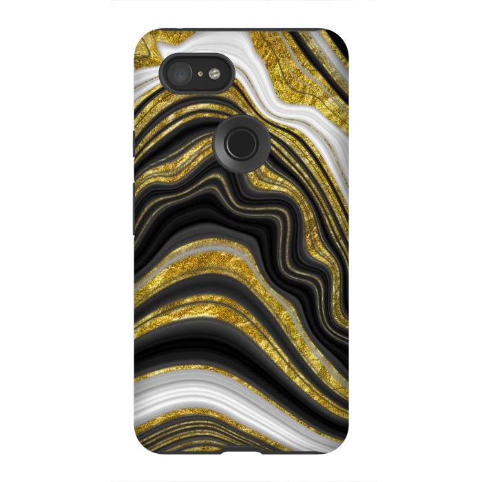 Pixel 3XL StrongFit elegant marble golden waves by haroulita