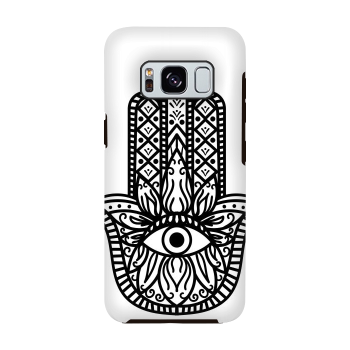 Galaxy S8 StrongFit minimal black white hamsa by haroulita