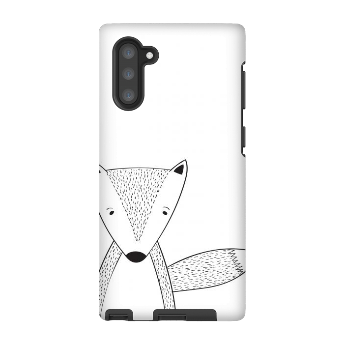 Galaxy Note 10 StrongFit cute black white fox by haroulita