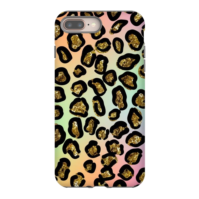 iPhone 7 plus StrongFit rainbow glitter animal print pattern by haroulita