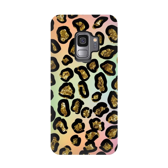 Galaxy S9 StrongFit rainbow glitter animal print pattern by haroulita