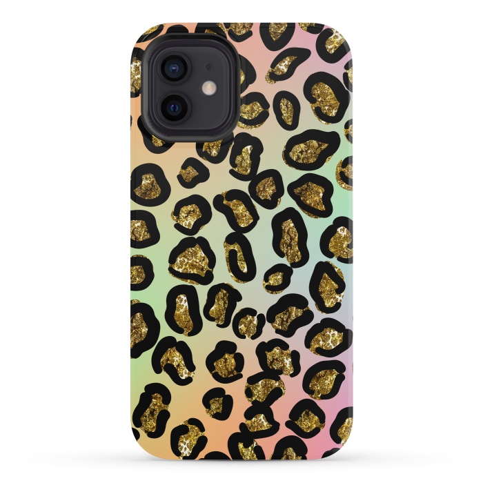 iPhone 12 mini StrongFit rainbow glitter animal print pattern by haroulita