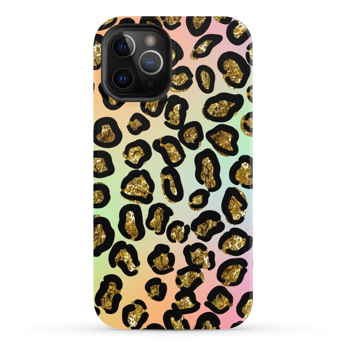 iPhone 12 Pro StrongFit rainbow glitter animal print pattern by haroulita