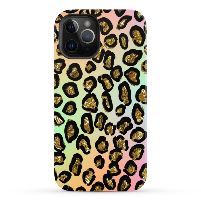 iPhone 12 Pro Max StrongFit rainbow glitter animal print pattern by haroulita