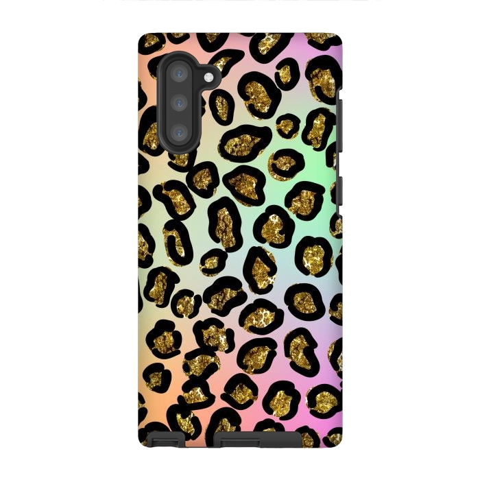 Galaxy Note 10 StrongFit rainbow glitter animal print pattern by haroulita