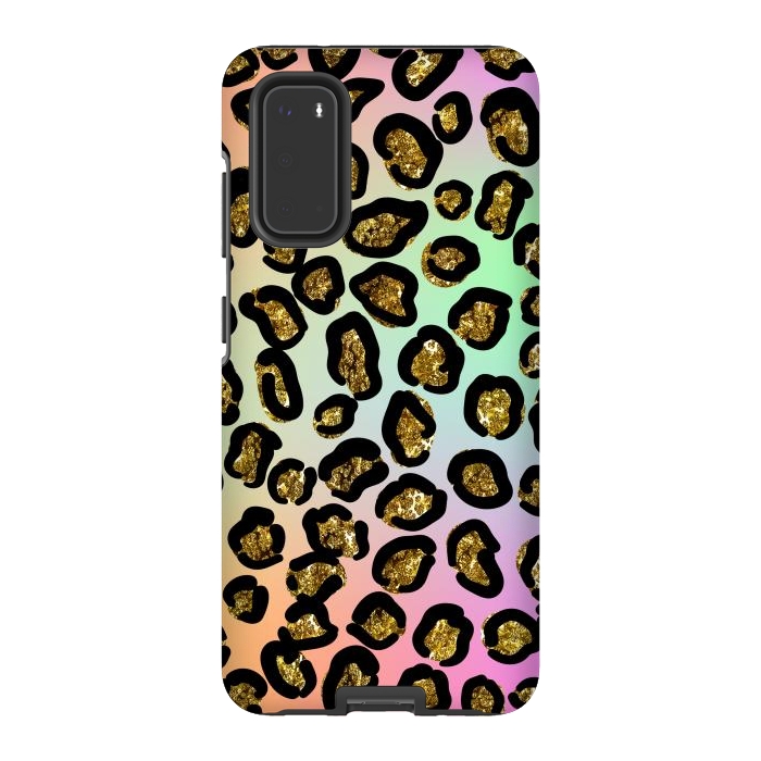 Galaxy S20 StrongFit rainbow glitter animal print pattern by haroulita