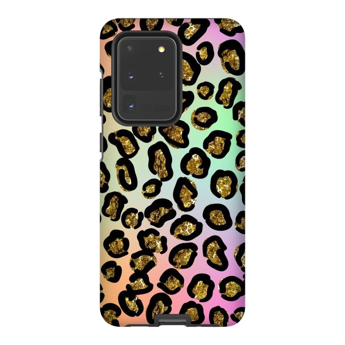 Galaxy S20 Ultra StrongFit rainbow glitter animal print pattern by haroulita