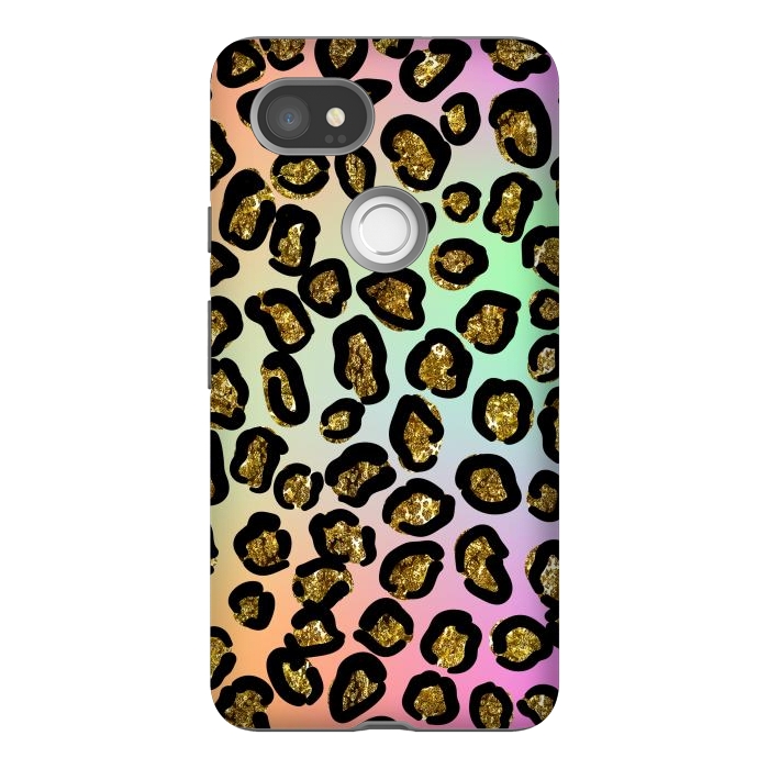 Pixel 2XL StrongFit rainbow glitter animal print pattern by haroulita