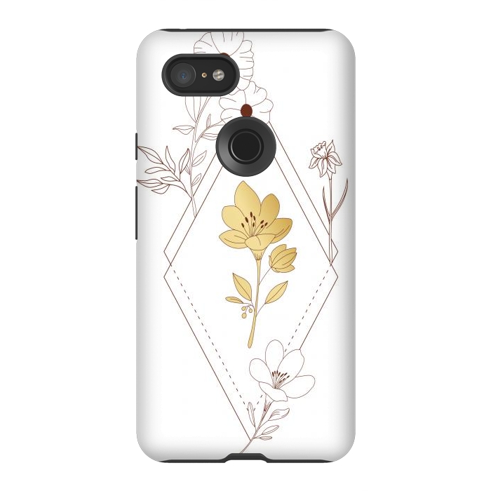 Pixel 3XL StrongFit gold flower  by haroulita