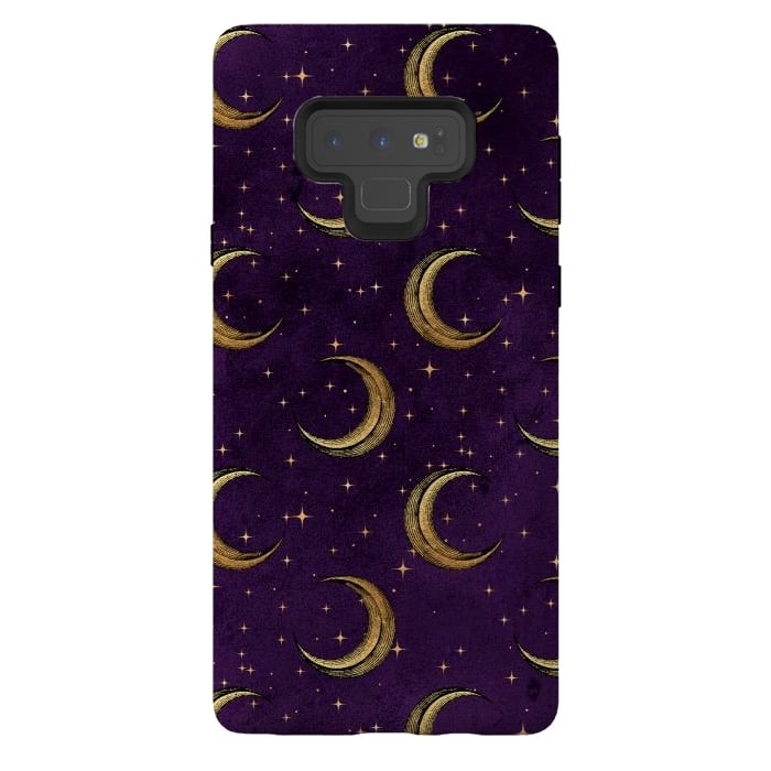 Galaxy Note 9 StrongFit gold moon in night sky by haroulita