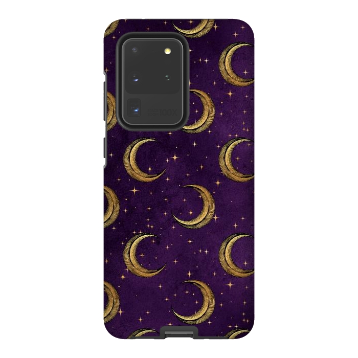 Galaxy S20 Ultra StrongFit gold moon in night sky by haroulita