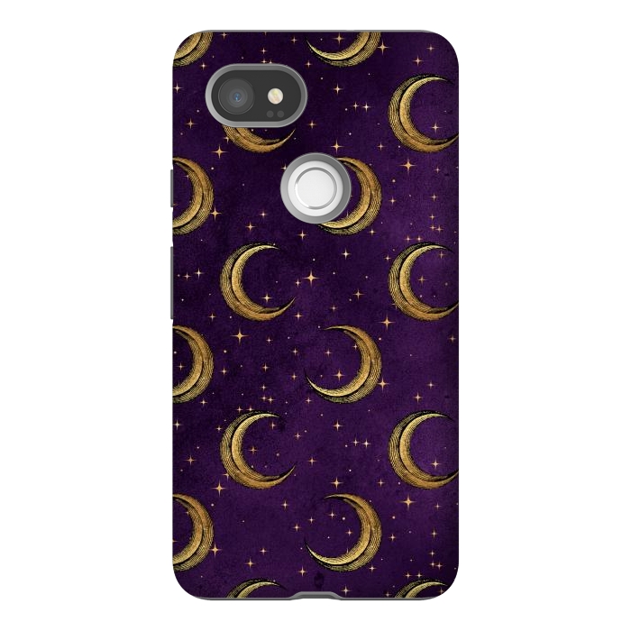 Pixel 2XL StrongFit gold moon in night sky by haroulita
