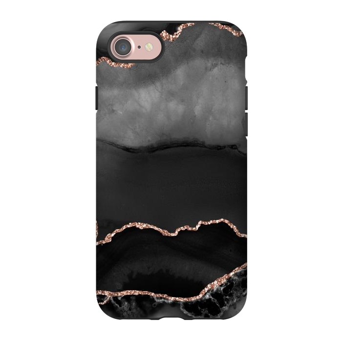iPhone 7 StrongFit black rosegold agate by haroulita