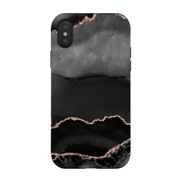 iPhone Xs / X StrongFit black rosegold agate by haroulita