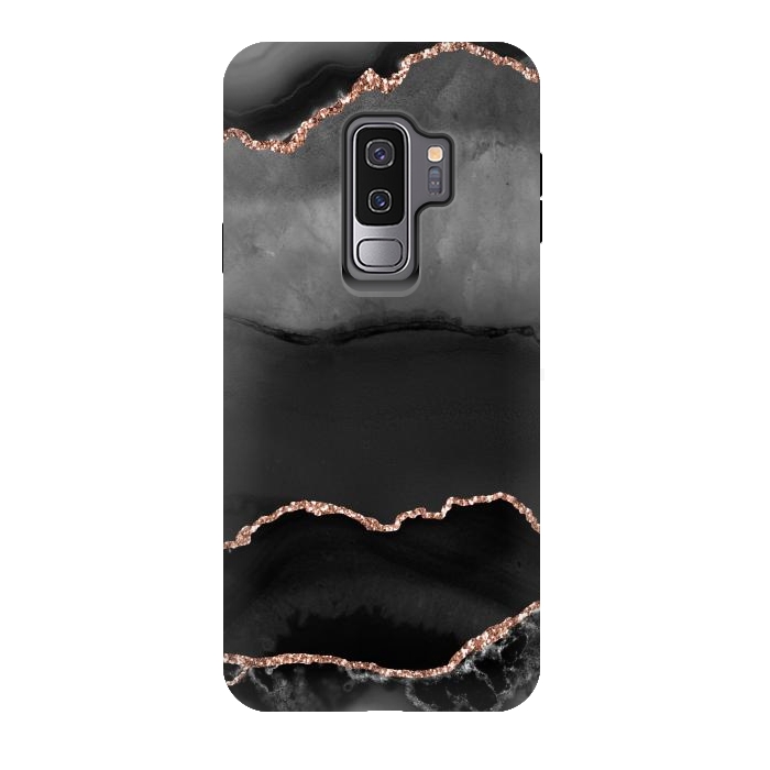 Galaxy S9 plus StrongFit black rosegold agate by haroulita