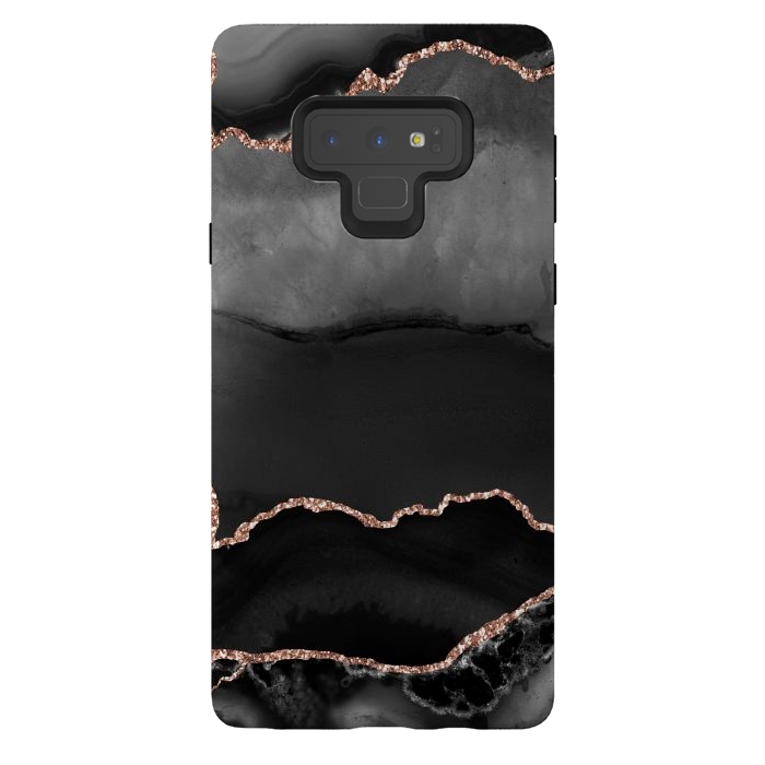 Galaxy Note 9 StrongFit black rosegold agate by haroulita